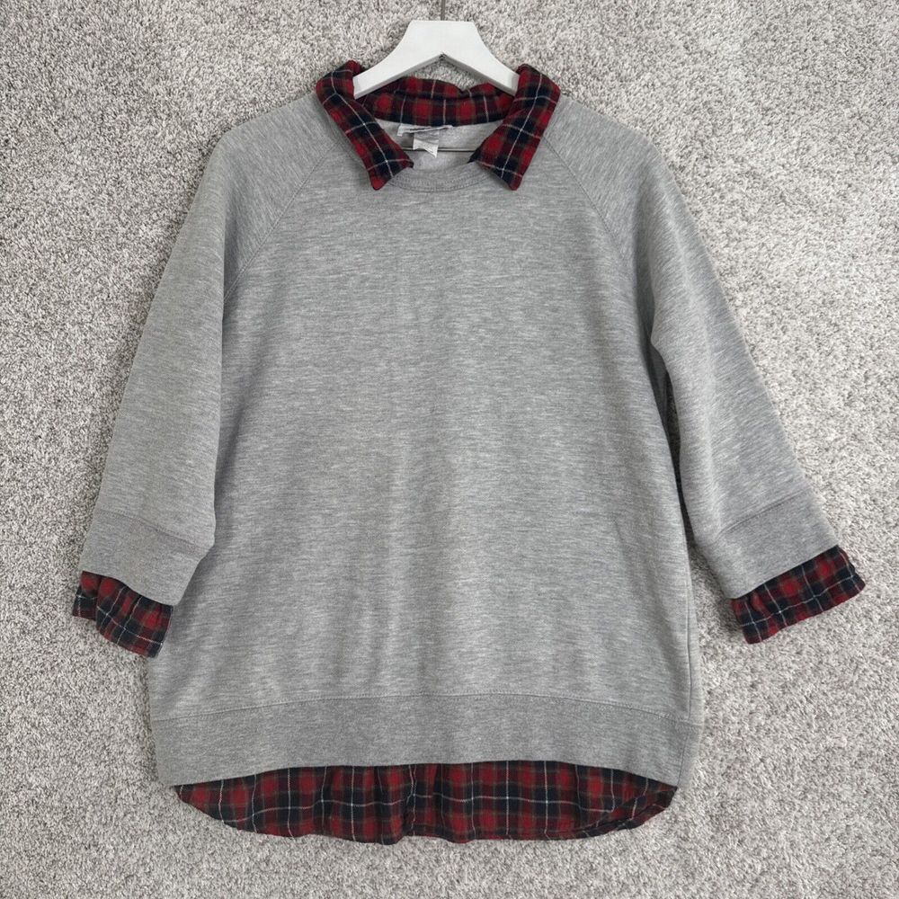 Metropolitan womens‎ grey flannel lined sweater long sleeve VINTAGE womens Med